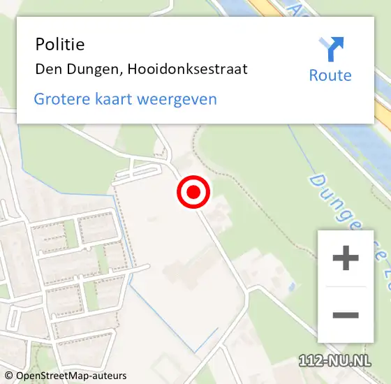 Locatie op kaart van de 112 melding: Politie Den Dungen, Hooidonksestraat op 21 maart 2022 23:20