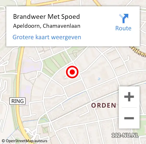 Locatie op kaart van de 112 melding: Brandweer Met Spoed Naar Apeldoorn, Chamavenlaan op 21 maart 2022 23:37