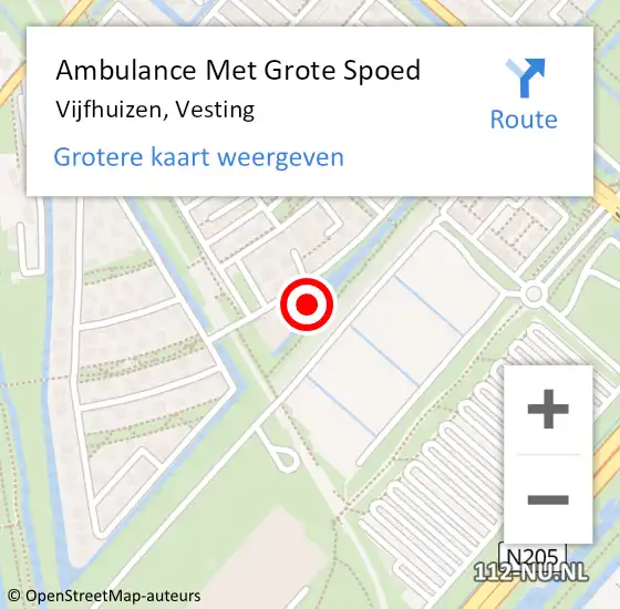 Locatie op kaart van de 112 melding: Ambulance Met Grote Spoed Naar Vijfhuizen, Vesting op 21 maart 2022 23:41