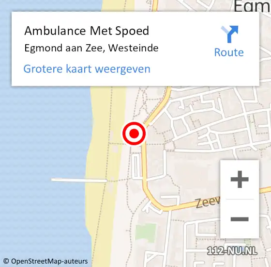 Locatie op kaart van de 112 melding: Ambulance Met Spoed Naar Egmond aan Zee, Westeinde op 22 maart 2022 00:07