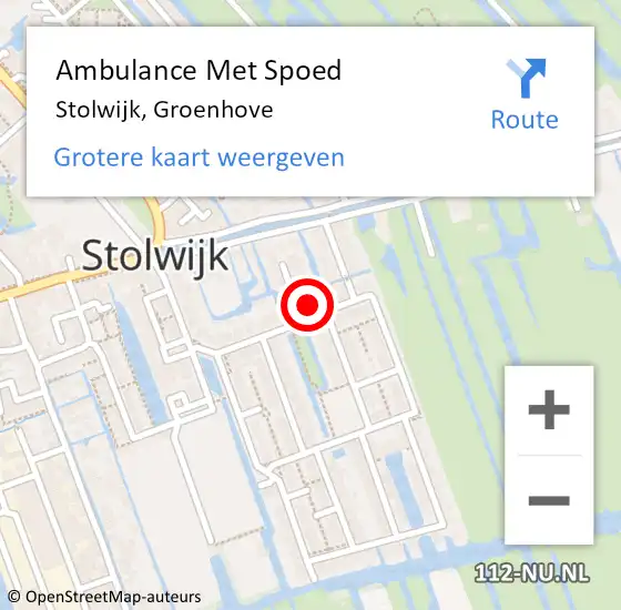 Locatie op kaart van de 112 melding: Ambulance Met Spoed Naar Stolwijk, Groenhove op 22 maart 2022 00:47