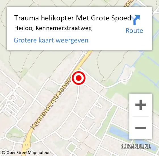 Locatie op kaart van de 112 melding: Trauma helikopter Met Grote Spoed Naar Heiloo, Kennemerstraatweg op 22 maart 2022 00:53