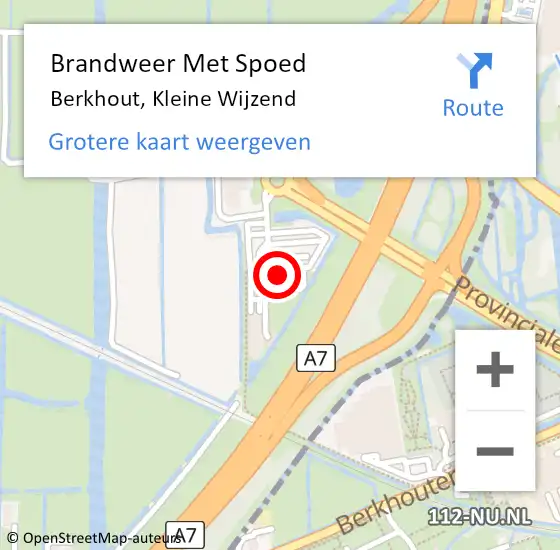 Locatie op kaart van de 112 melding: Brandweer Met Spoed Naar Berkhout, Kleine Wijzend op 22 maart 2022 01:03