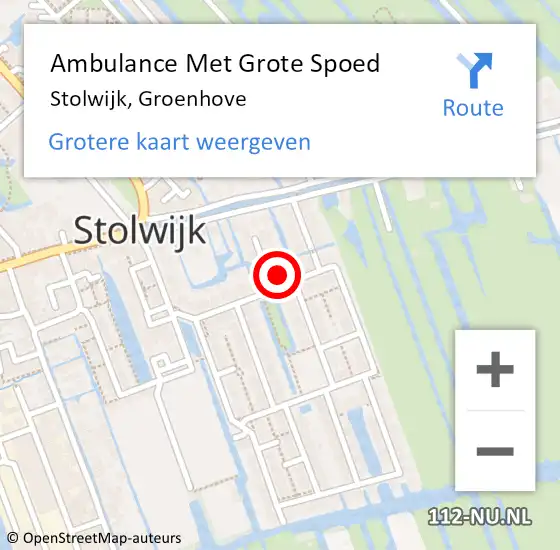 Locatie op kaart van de 112 melding: Ambulance Met Grote Spoed Naar Stolwijk, Groenhove op 22 maart 2022 01:05