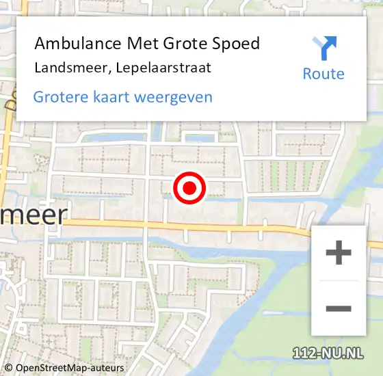 Locatie op kaart van de 112 melding: Ambulance Met Grote Spoed Naar Landsmeer, Lepelaarstraat op 22 maart 2022 01:10
