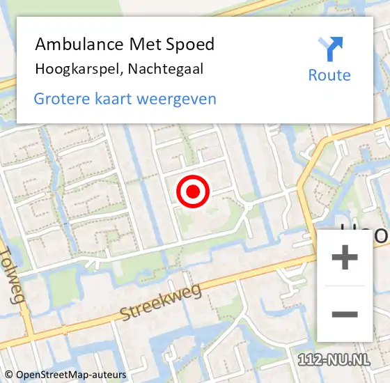 Locatie op kaart van de 112 melding: Ambulance Met Spoed Naar Hoogkarspel, Nachtegaal op 22 maart 2022 02:44