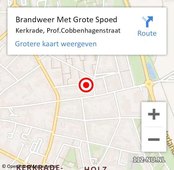 Locatie op kaart van de 112 melding: Brandweer Met Grote Spoed Naar Kerkrade, Prof.Cobbenhagenstraat op 22 maart 2022 03:51