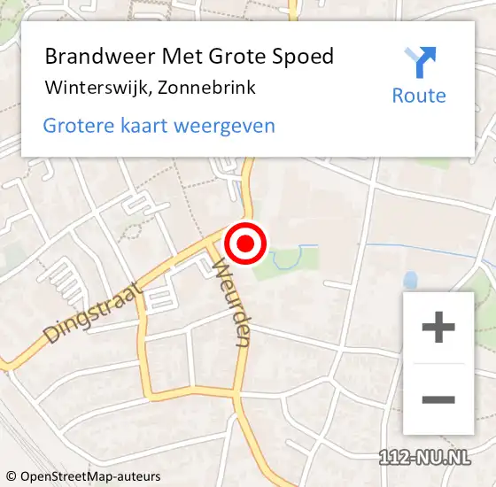 Locatie op kaart van de 112 melding: Brandweer Met Grote Spoed Naar Winterswijk, Zonnebrink op 22 maart 2022 05:55