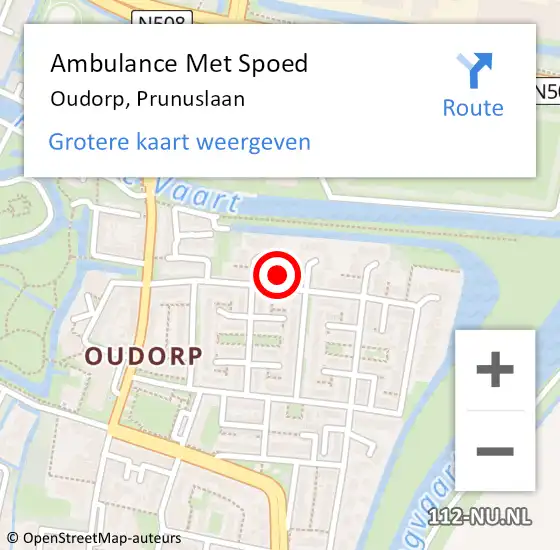 Locatie op kaart van de 112 melding: Ambulance Met Spoed Naar Oudorp, Prunuslaan op 22 maart 2022 06:36