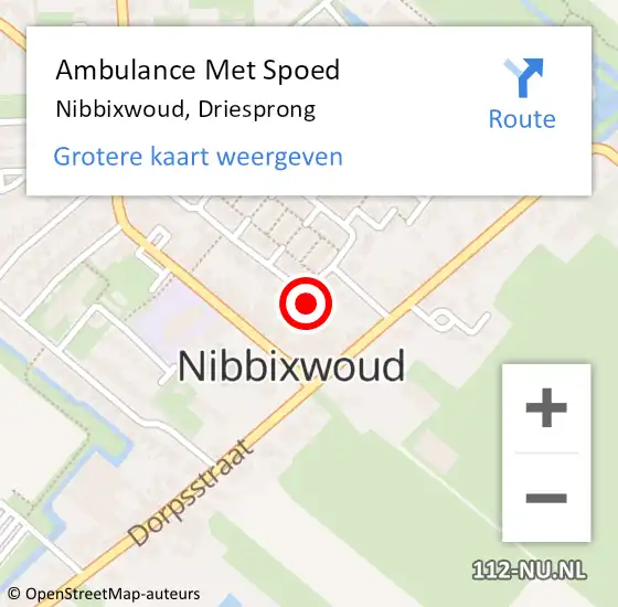 Locatie op kaart van de 112 melding: Ambulance Met Spoed Naar Nibbixwoud, Driesprong op 22 maart 2022 07:03