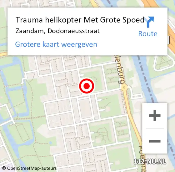 Locatie op kaart van de 112 melding: Trauma helikopter Met Grote Spoed Naar Zaandam, Dodonaeusstraat op 22 maart 2022 07:07