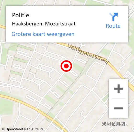 Locatie op kaart van de 112 melding: Politie Haaksbergen, Mozartstraat op 22 maart 2022 07:23