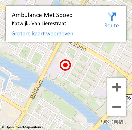 Locatie op kaart van de 112 melding: Ambulance Met Spoed Naar Katwijk, Van Lierestraat op 22 maart 2022 07:44