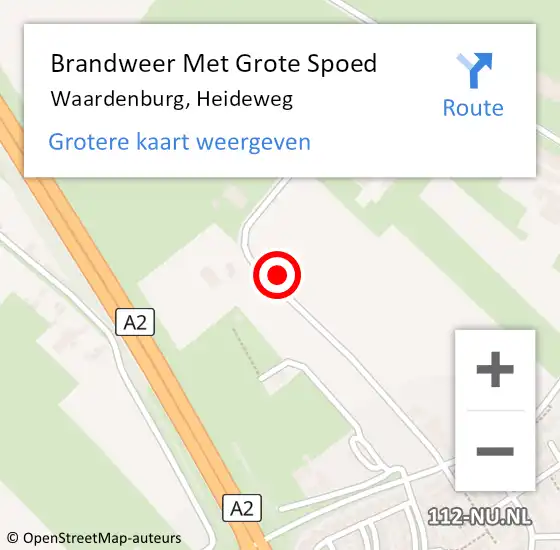 Locatie op kaart van de 112 melding: Brandweer Met Grote Spoed Naar Waardenburg, Heideweg op 22 maart 2022 07:48