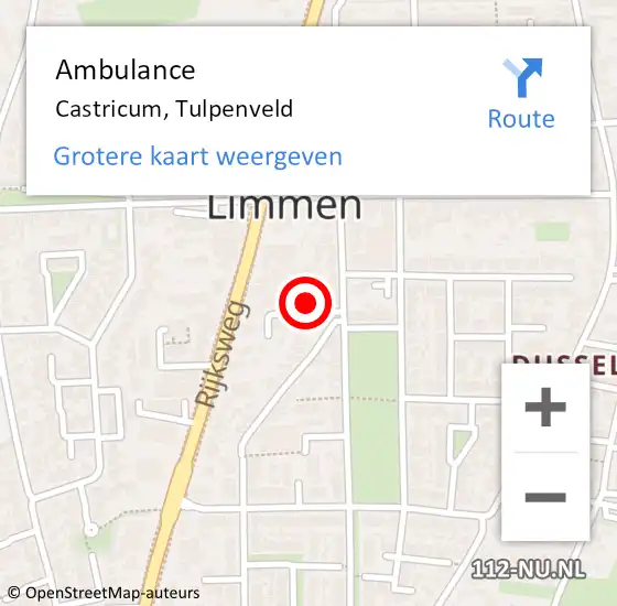 Locatie op kaart van de 112 melding: Ambulance Castricum, Tulpenveld op 22 maart 2022 08:14