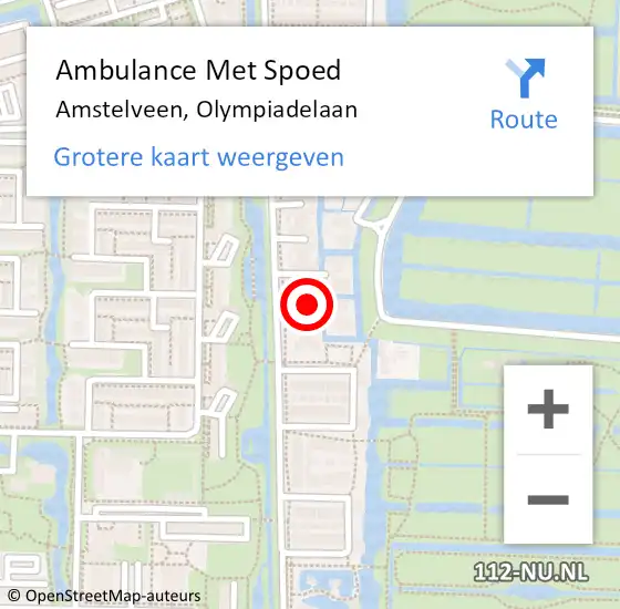 Locatie op kaart van de 112 melding: Ambulance Met Spoed Naar Amstelveen, Olympiadelaan op 22 maart 2022 08:18