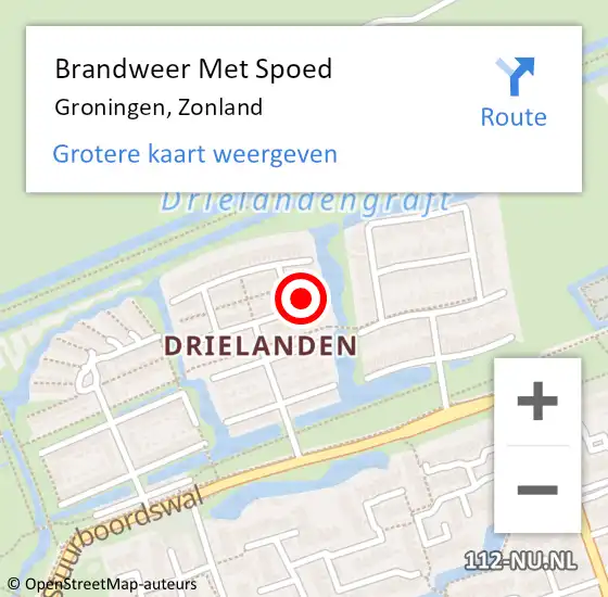 Locatie op kaart van de 112 melding: Brandweer Met Spoed Naar Groningen, Zonland op 22 maart 2022 08:26