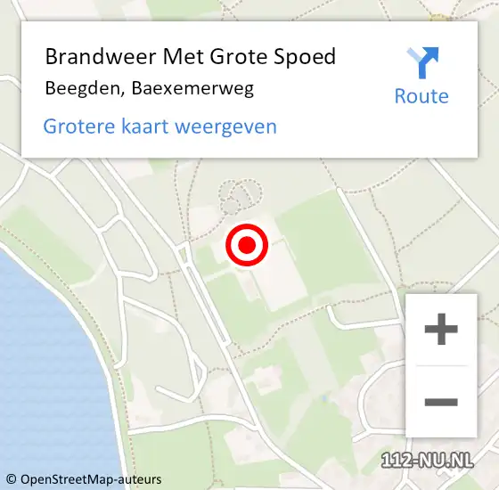 Locatie op kaart van de 112 melding: Brandweer Met Grote Spoed Naar Beegden, Baexemerweg op 22 maart 2022 08:59