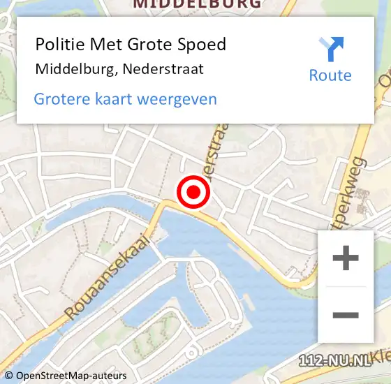 Locatie op kaart van de 112 melding: Politie Met Grote Spoed Naar Middelburg, Nederstraat op 22 maart 2022 09:55