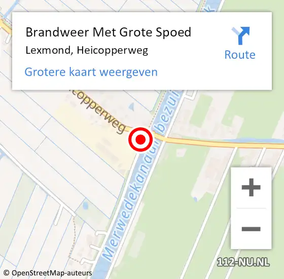 Locatie op kaart van de 112 melding: Brandweer Met Grote Spoed Naar Lexmond, Heicopperweg op 22 maart 2022 10:10