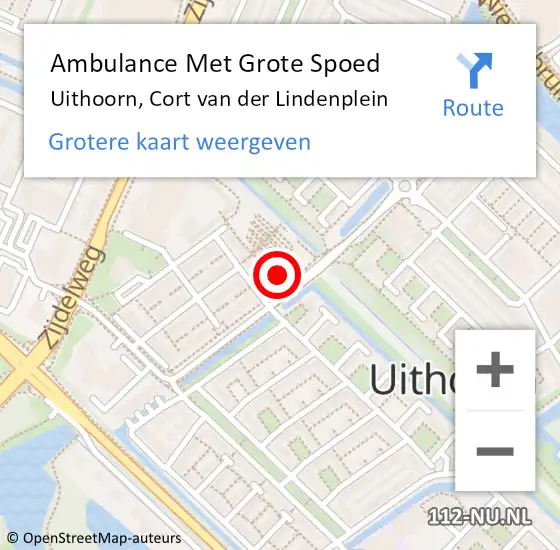 Locatie op kaart van de 112 melding: Ambulance Met Grote Spoed Naar Uithoorn, Cort van der Lindenplein op 22 maart 2022 10:22