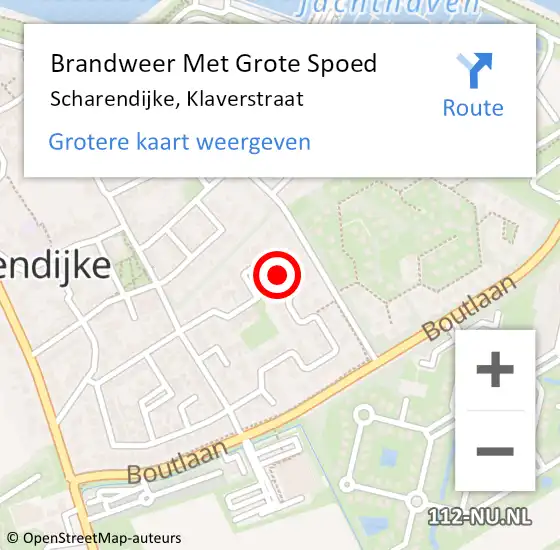 Locatie op kaart van de 112 melding: Brandweer Met Grote Spoed Naar Scharendijke, Klaverstraat op 22 maart 2022 10:38