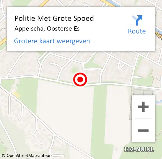 Locatie op kaart van de 112 melding: Politie Met Grote Spoed Naar Appelscha, Oosterse Es op 22 maart 2022 11:13