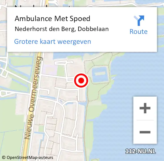 Locatie op kaart van de 112 melding: Ambulance Met Spoed Naar Nederhorst den Berg, Dobbelaan op 11 juli 2014 19:09