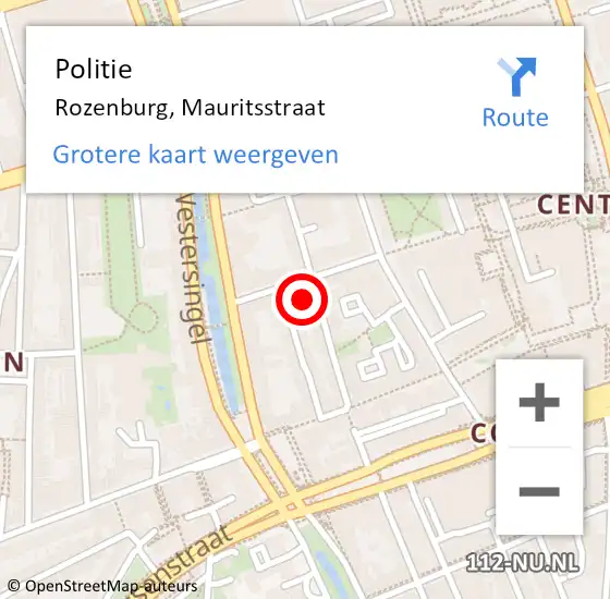 Locatie op kaart van de 112 melding: Politie Rozenburg, Mauritsstraat op 22 maart 2022 11:41