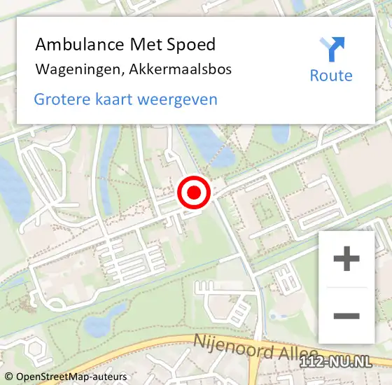 Locatie op kaart van de 112 melding: Ambulance Met Spoed Naar Wageningen, Akkermaalsbos op 22 maart 2022 11:45