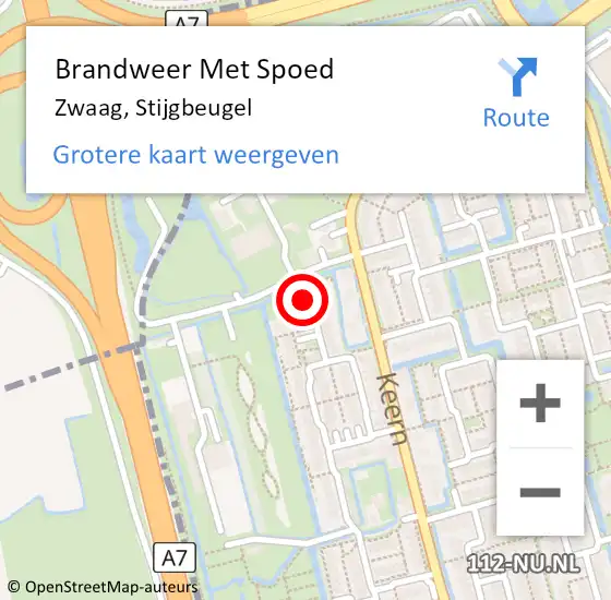 Locatie op kaart van de 112 melding: Brandweer Met Spoed Naar Zwaag, Stijgbeugel op 22 maart 2022 11:45