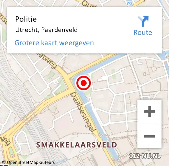 Locatie op kaart van de 112 melding: Politie Utrecht, Paardenveld op 22 maart 2022 11:46