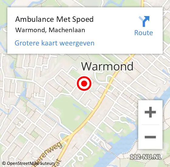 Locatie op kaart van de 112 melding: Ambulance Met Spoed Naar Warmond, Machenlaan op 22 maart 2022 11:50