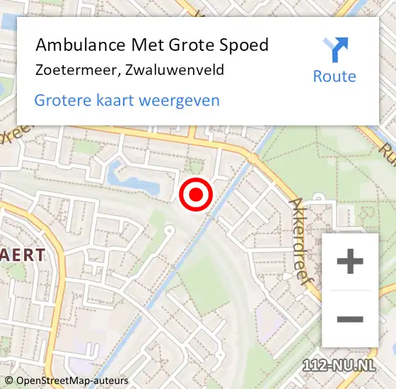 Locatie op kaart van de 112 melding: Ambulance Met Grote Spoed Naar Zoetermeer, Zwaluwenveld op 22 maart 2022 11:50