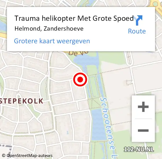 Locatie op kaart van de 112 melding: Trauma helikopter Met Grote Spoed Naar Helmond, Zandershoeve op 22 maart 2022 11:53