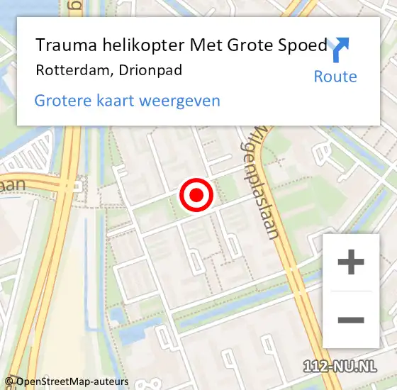 Locatie op kaart van de 112 melding: Trauma helikopter Met Grote Spoed Naar Rotterdam, Drionpad op 22 maart 2022 11:56