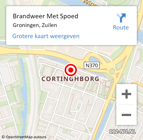 Locatie op kaart van de 112 melding: Brandweer Met Spoed Naar Groningen, Zuilen op 22 maart 2022 12:03