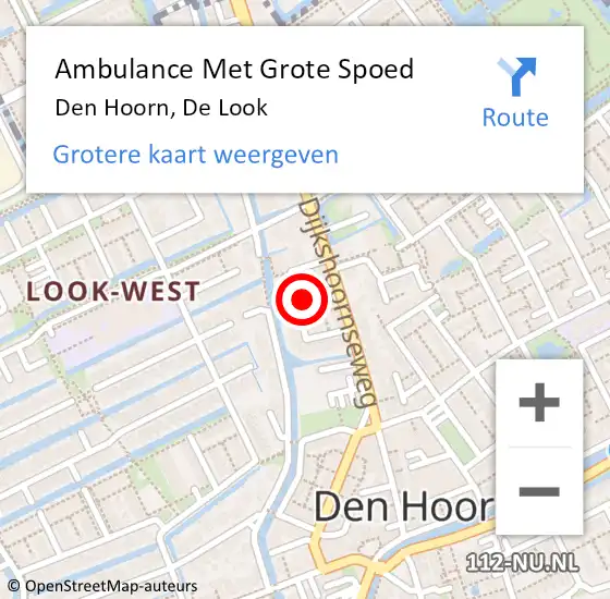 Locatie op kaart van de 112 melding: Ambulance Met Grote Spoed Naar Den Hoorn, De Look op 22 maart 2022 12:05