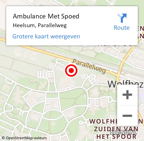 Locatie op kaart van de 112 melding: Ambulance Met Spoed Naar Heelsum, Parallelweg op 22 maart 2022 12:50