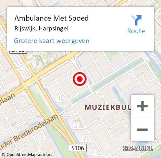 Locatie op kaart van de 112 melding: Ambulance Met Spoed Naar Rijswijk, Harpsingel op 22 maart 2022 12:51