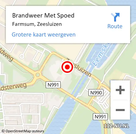 Locatie op kaart van de 112 melding: Brandweer Met Spoed Naar Farmsum, Zeesluizen op 22 maart 2022 13:07