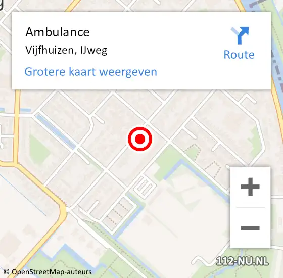 Locatie op kaart van de 112 melding: Ambulance Vijfhuizen, IJweg op 22 maart 2022 13:24