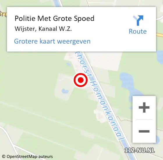 Locatie op kaart van de 112 melding: Politie Met Grote Spoed Naar Wijster, Kanaal W.Z. op 22 maart 2022 13:53