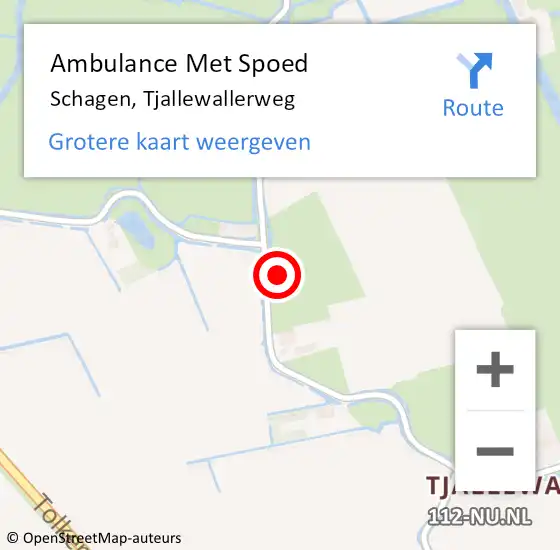 Locatie op kaart van de 112 melding: Ambulance Met Spoed Naar Schagen, Tjallewallerweg op 22 maart 2022 13:55