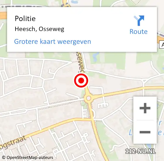 Locatie op kaart van de 112 melding: Politie Heesch, Osseweg op 22 maart 2022 13:57