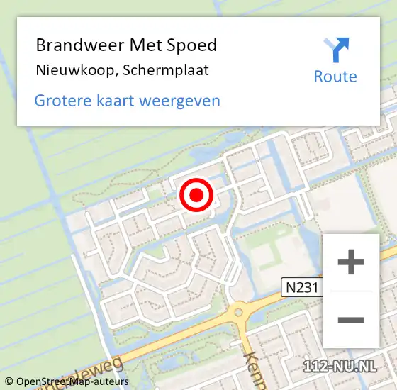 Locatie op kaart van de 112 melding: Brandweer Met Spoed Naar Nieuwkoop, Schermplaat op 22 maart 2022 13:57