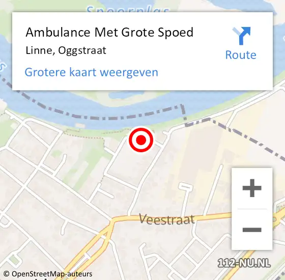 Locatie op kaart van de 112 melding: Ambulance Met Grote Spoed Naar Linne, Oggstraat op 22 maart 2022 14:01