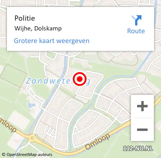 Locatie op kaart van de 112 melding: Politie Wijhe, Dolskamp op 22 maart 2022 14:16
