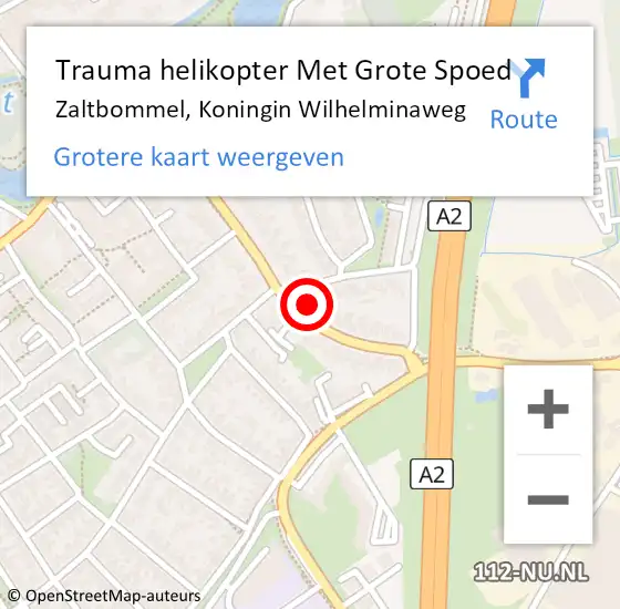 Locatie op kaart van de 112 melding: Trauma helikopter Met Grote Spoed Naar Zaltbommel, Koningin Wilhelminaweg op 22 maart 2022 14:23