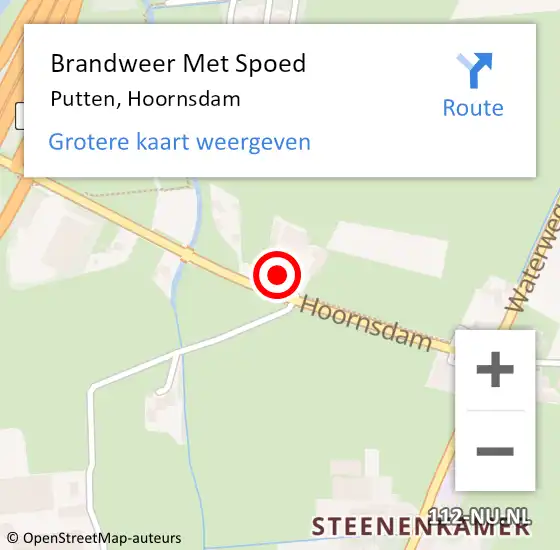 Locatie op kaart van de 112 melding: Brandweer Met Spoed Naar Putten, Hoornsdam op 22 maart 2022 14:25